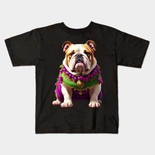 Adorable and Funny Bulldog in Purple Grape Costume Kids T-Shirt